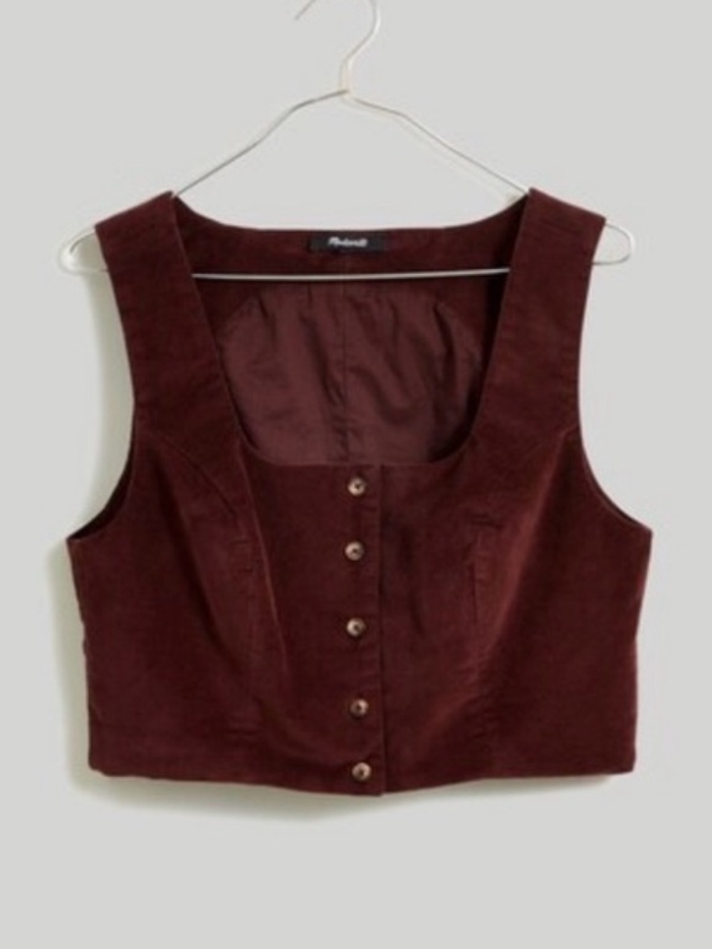 Madewell Chocolate Brown Button-Front Cropped Vest